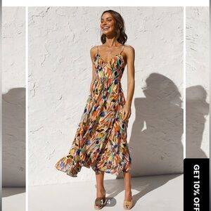 Commense Multi Color Print Cami Midi Dress